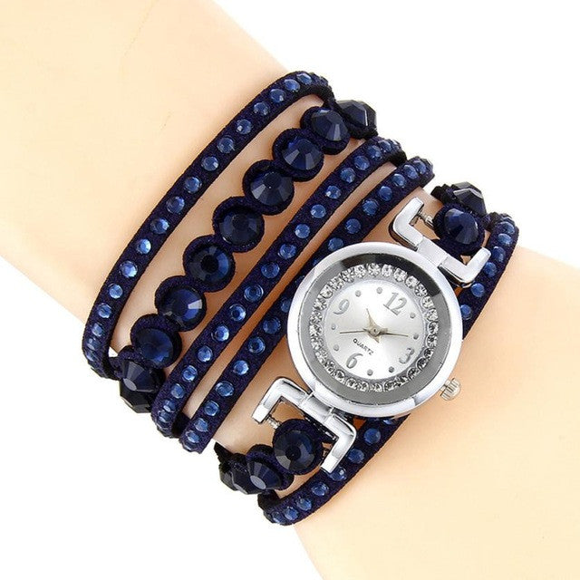 Women's Watch Wave Fashion Casual Analog Quartz Rhinestone Watch Bracelet Watch