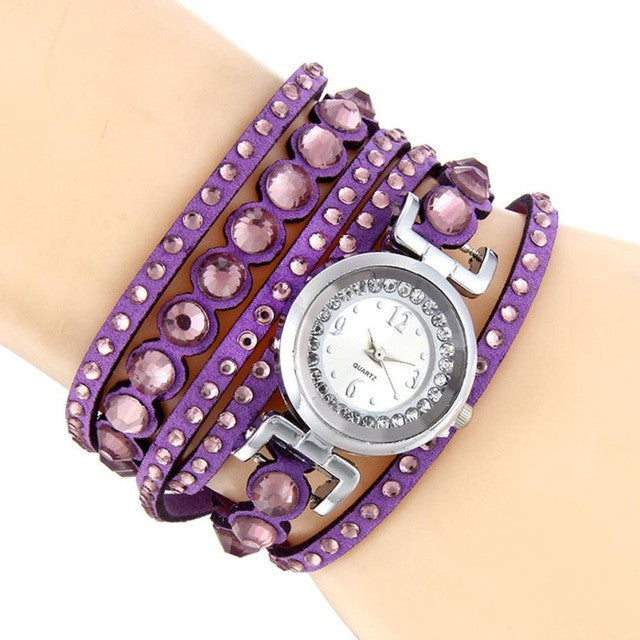 Women's Watch Wave Fashion Casual Analog Quartz Rhinestone Watch Bracelet Watch