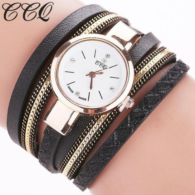 CCQ Women's Watch Fashion Casual Analog Quartz Watch leather strap