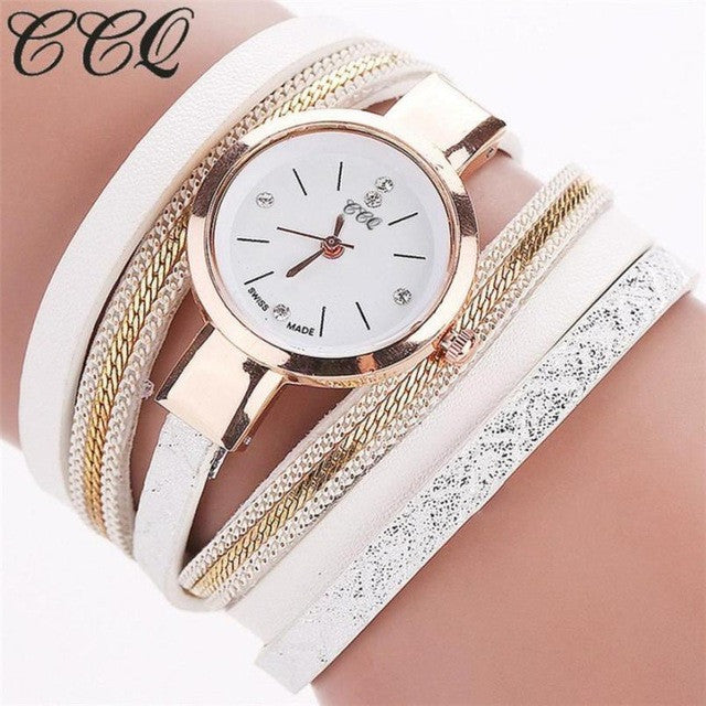 CCQ Women's Watch Fashion Casual Analog Quartz Watch leather strap