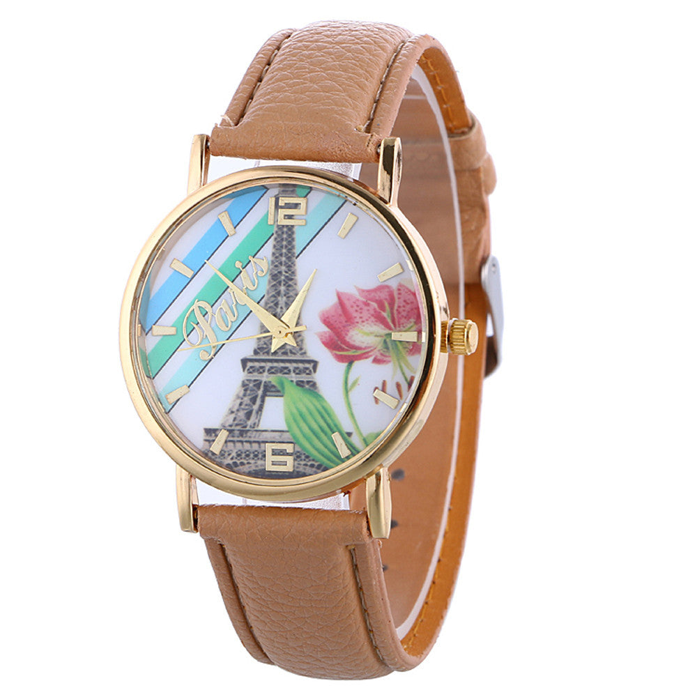 Fashion Casual Women's Leather Quartz Wrist Watch