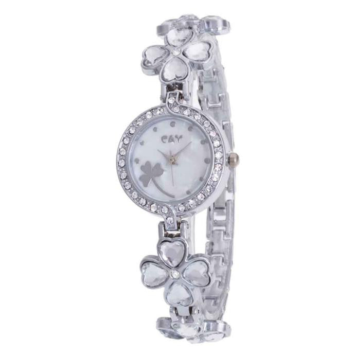 Fashion Women's Minimalism Rhinestone Golden Stainless Steel Wrist Watch