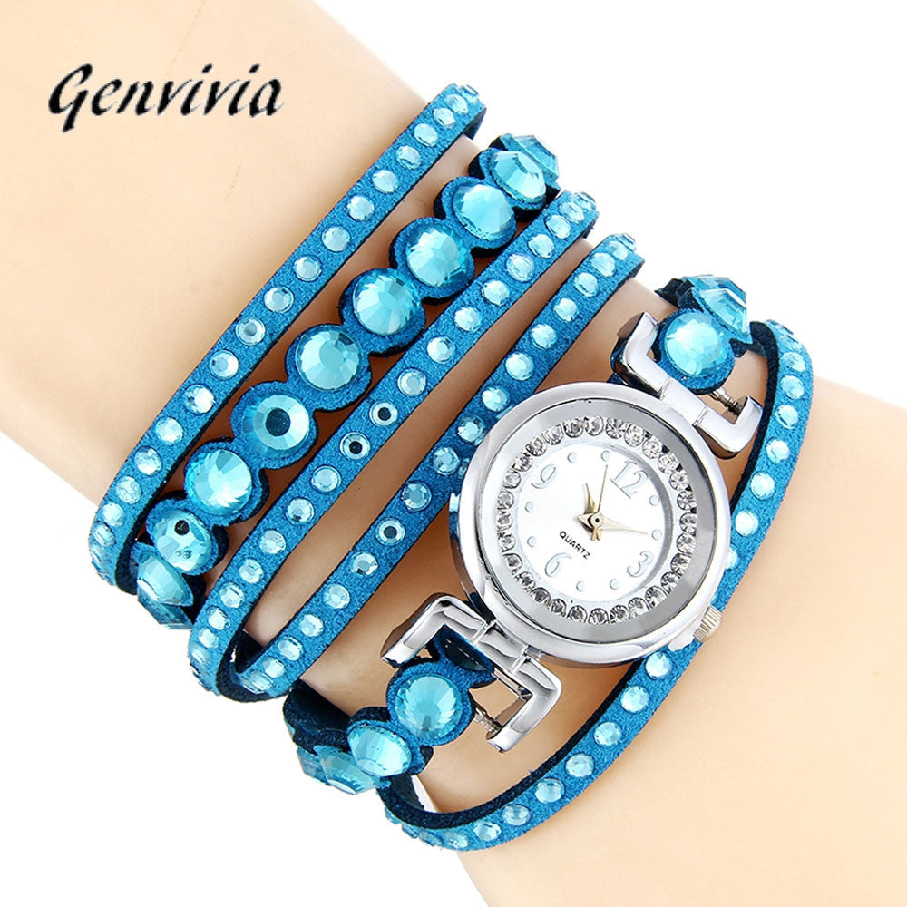 Women's Watch Wave Fashion Casual Analog Quartz Rhinestone Watch Bracelet Watch