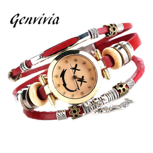 High Quality Luxury Brand Vintage Quartz Watch Cow Leather Bracelet Watch